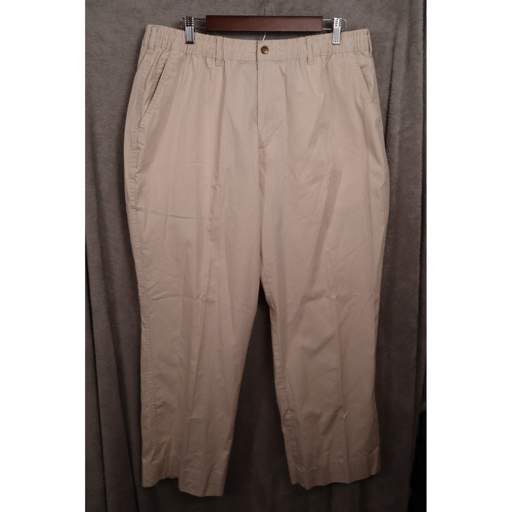 Haband Casual Joe Mens Khaki Tan Elastic Waist Chino Pants 40x30 Style 075